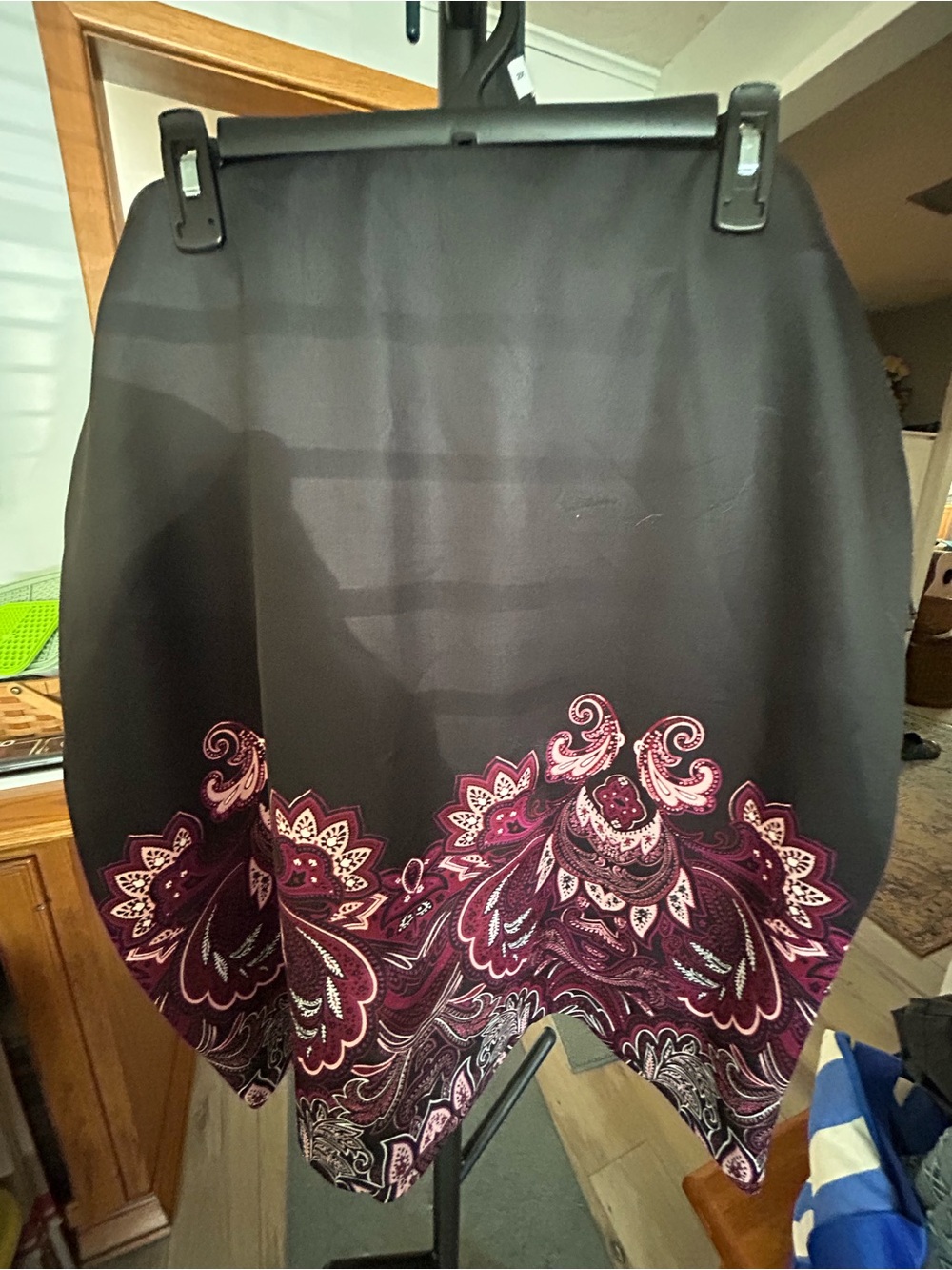Roz & Ali Black Skirt with Pink Paisley Hem